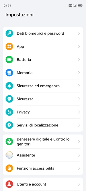 Scorri e seleziona Sicurezza