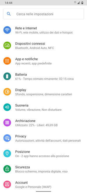 Seleziona Rete e Internet