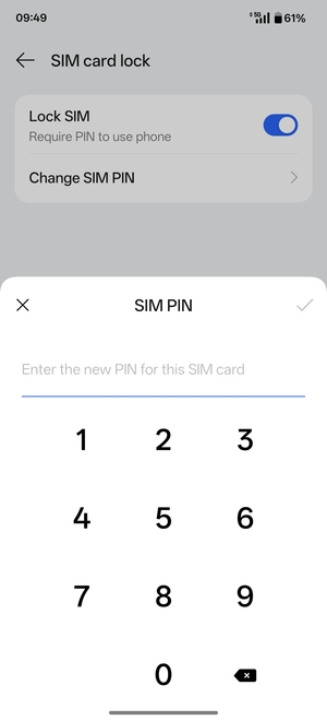 Confirm your new SIM PIN and select OK