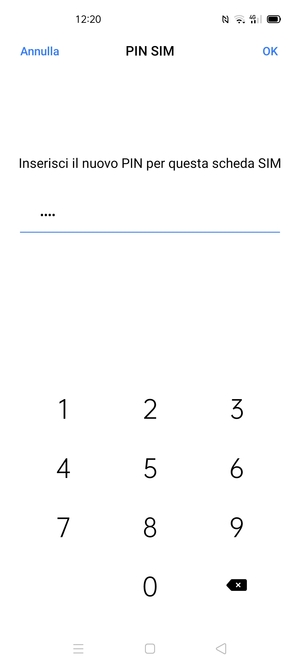 Inserisci Nuovo PIN per questa scheda SIM e seleziona OK