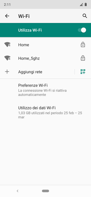 Seleziona la rete wireless a cui desideri connetterti