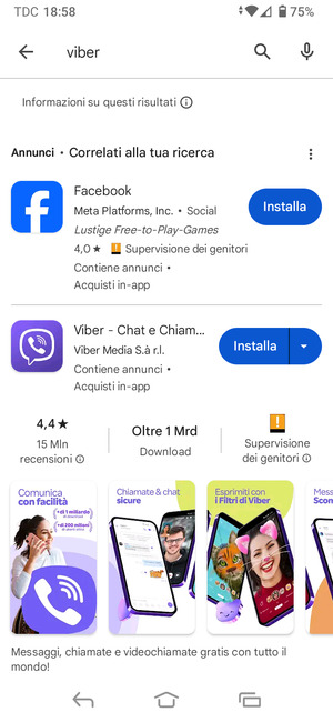 Seleziona l'applicazione