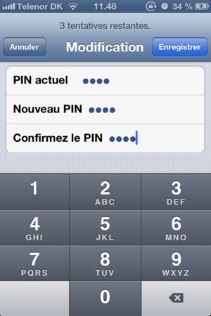 Saisissez le code PIN et sélectionnez Enregistrer