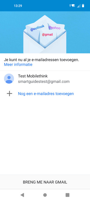 Selecteer BRENG ME NAAR GMAIL