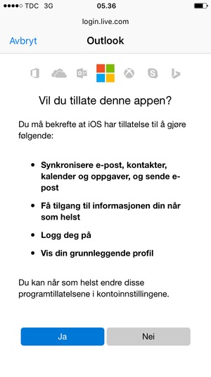 Velg Ja