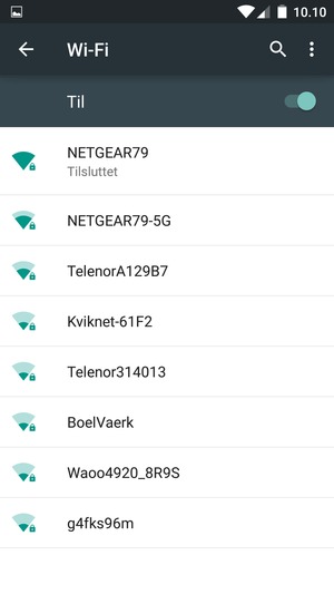 Du er nu tilsluttet Wi-Fi netværket