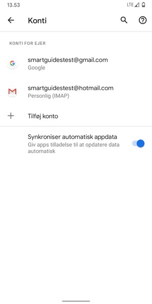 Vælg din Google konto