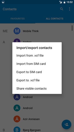 Select Import from SIM card