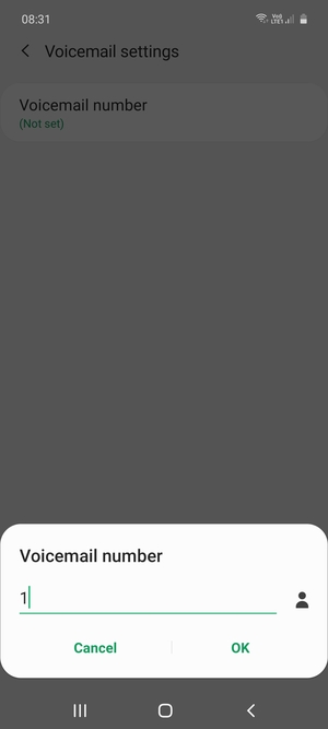 Enter the Voicemail number and select OK