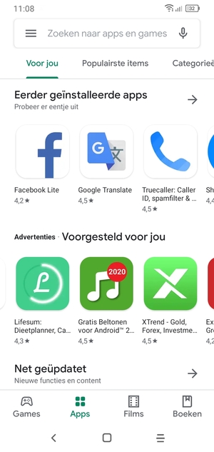 Selecteer de zoekbalk
