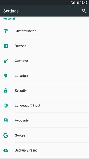 Scroll to and select Backup & reset