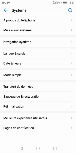 Faites défiler et sélectionnez Mise à jour système