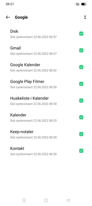 Kryss av i alle avkrysningsboksene og velg menyknappen