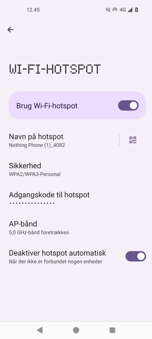 Din telefon er nu sat op til brug som modem