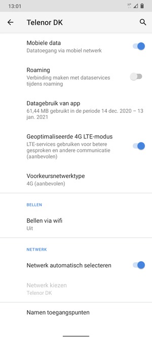 Selecteer Voorkeursnetwerktype