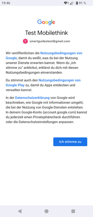 Wählen Sie Ich stimme zu
