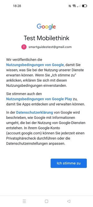 Wählen Sie Ich stimme zu