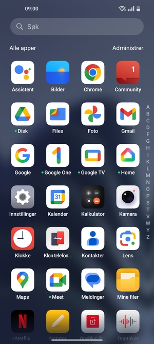 Velg Innstillinger