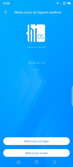 Sélectionnez Mise à jour en ligne