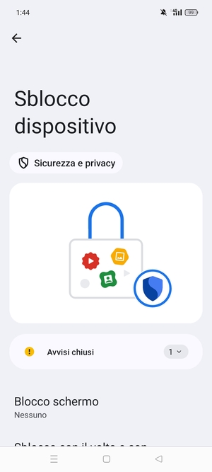 Seleziona Blocco schermo