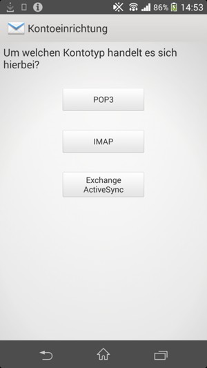Wählen Sie POP3 oder IMAP