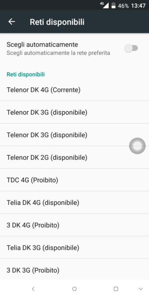Seleziona un operatore di rete dall'elenco