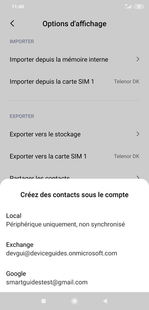 Sélectionnez votre compte Google
