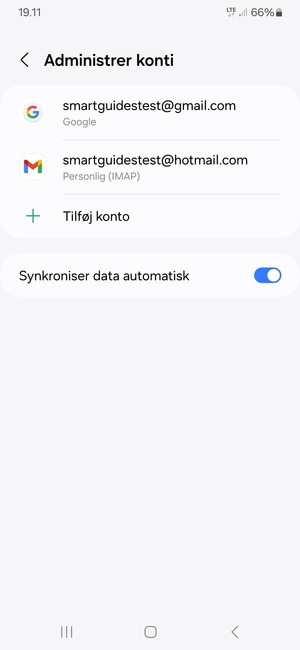 Vælg din Google konto