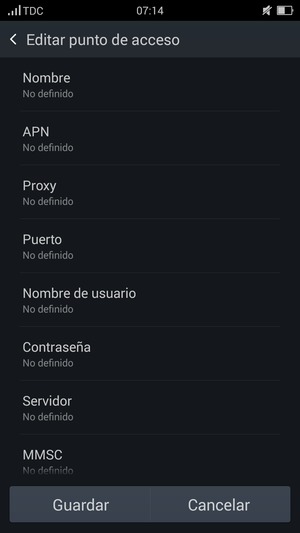 Introduzca la información de MMS