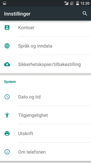 Bla til og velg Om telefonen