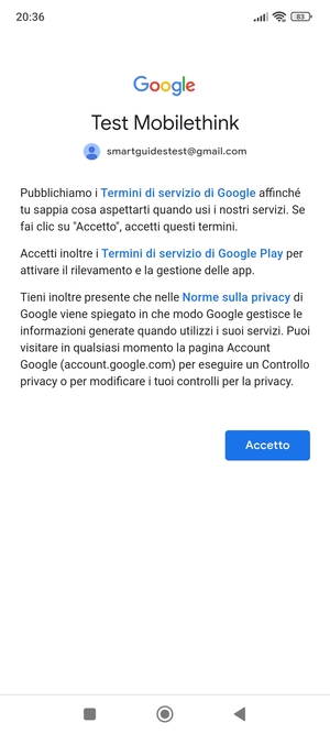 Seleziona Accetto