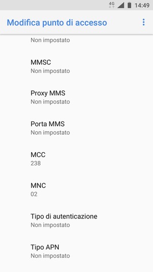 Scorri verso il basso e inserisci le informazioni di internet