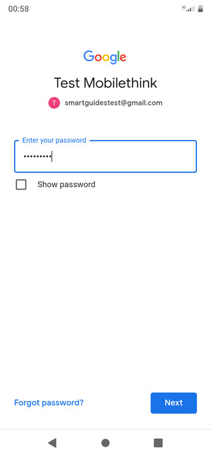 Enter your password and select Next