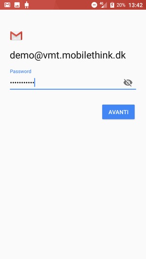 Inserisci la tua password e seleziona AVANTI