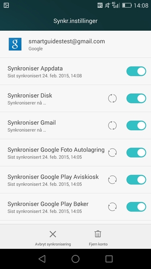 Din informasjon blir synkronisert