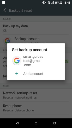 Select your backup account