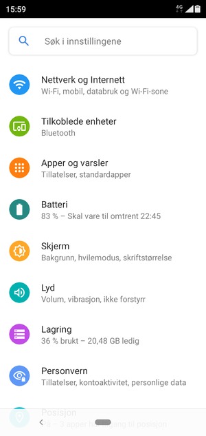 Velg Nettverk og Internett