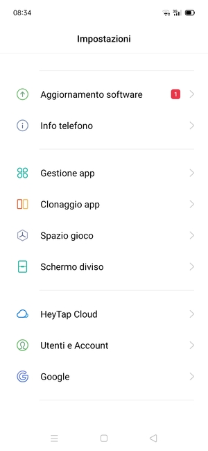 Scorri e seleziona Aggiornamento software