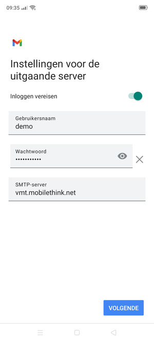Voer Uitgaand serveradres in