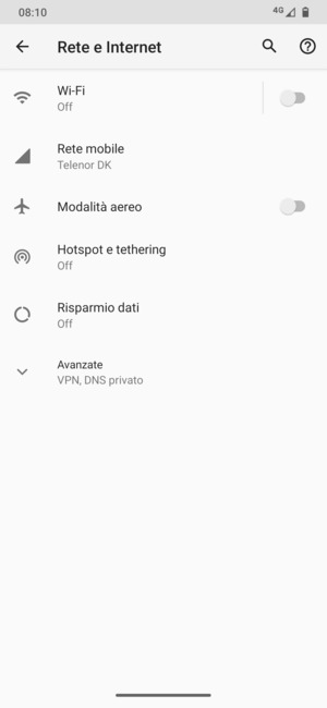 Seleziona Rete mobile
