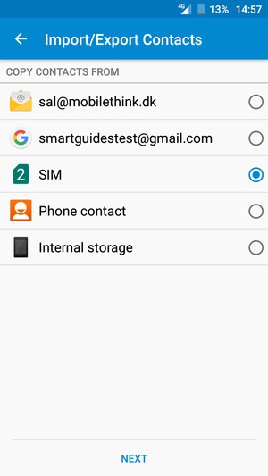 Select the SIM card and select NEXT