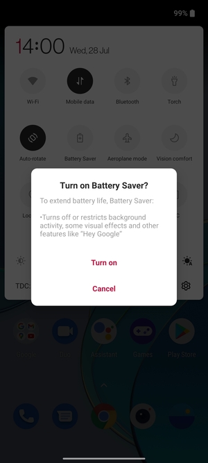 Select Turn on