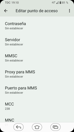 Desplácese hacia abajo e introduzca la información MMS