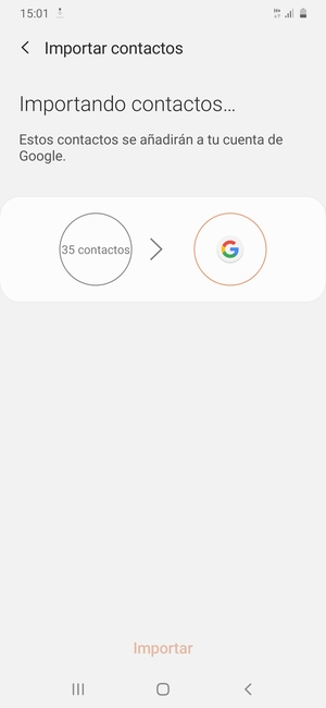 Sus contactos se guardarán en su cuenta de Google y se guardarán en su teléfono la próxima vez que Google sea sincronizado.