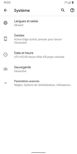 Sélectionnez Sauvegarde