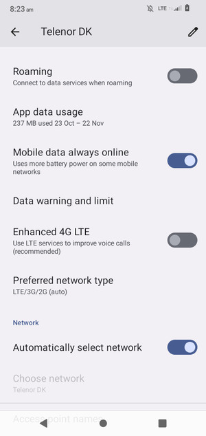 To change network if network problems occur,  turn off Automatically select network