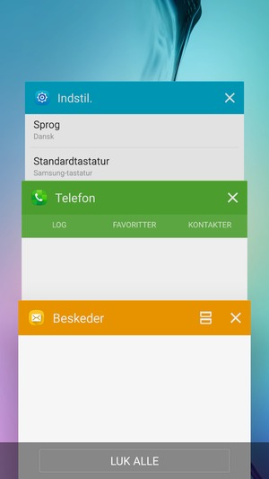 Swipe apps til højre for at lukke dem
