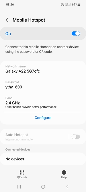 Your phone is now set up for use as a modem