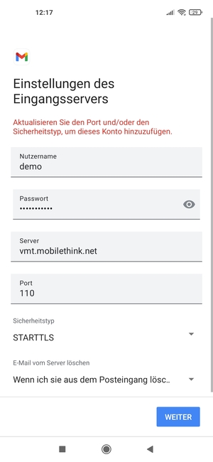 Wählen Sie Sicherheitstyp