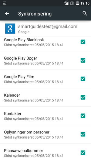 Kontroller at Kontakter er valgt
